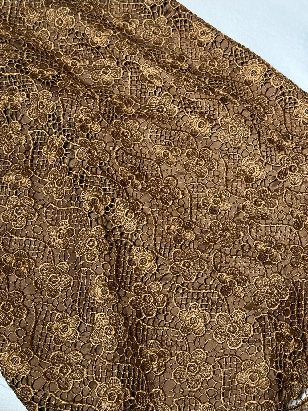 Tracy Reese Dress Brown Floral Lace V-Neck Sheath